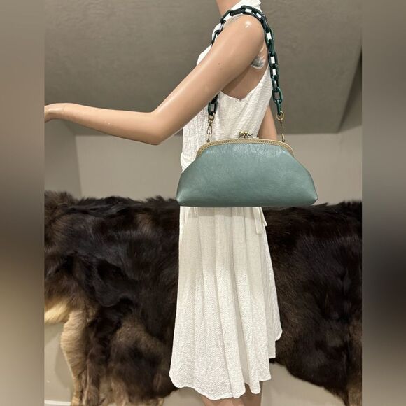 Handsewn Genuine Premium Leather Double Kiss-lock Clutch/Shoulder Bag/Crossbody - Picture 3 of 16